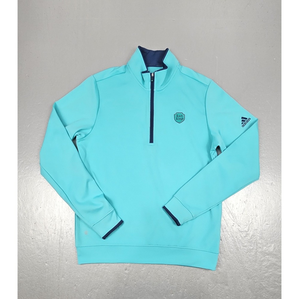 Adidas Golf Pullover Mens Small Teal Qt Zip Loch Lloyd Golf Course Performance